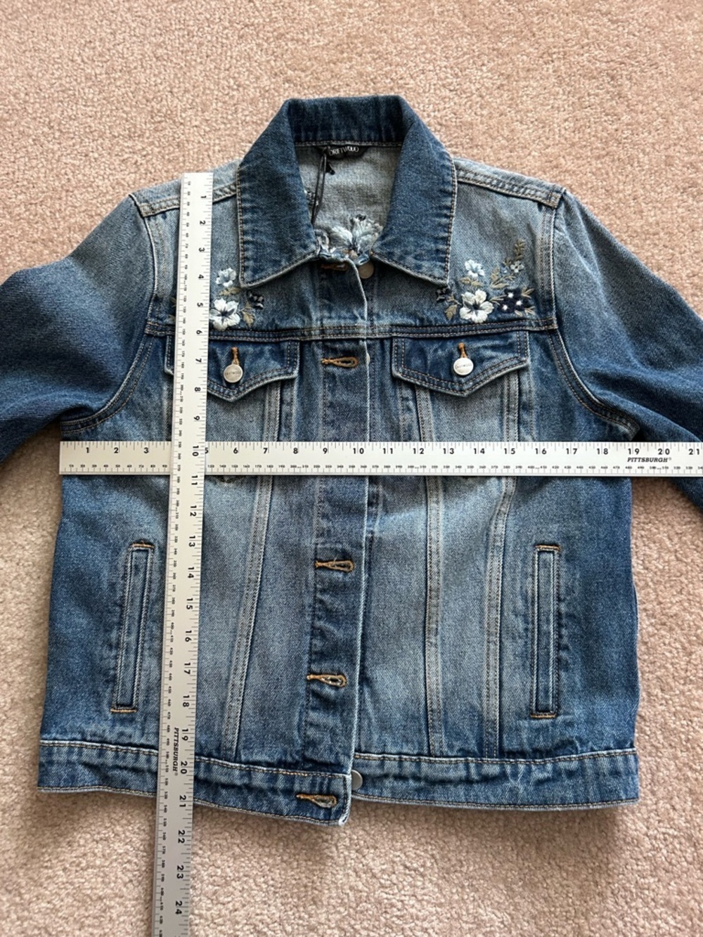 Driftwood X Bluebell Fleur Embroidered Denim Jacket - Picture 9 of 11